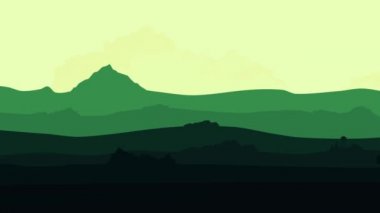 Karikatür tarzı peyzaj hareketli animasyon. Dijital tasarım konsepti. Animasyon Dağları arka plan döngü