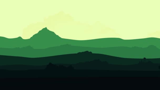 Animation κίνηση του τοπίου στο στυλ του καρτούν. Ψηφιακή σχεδίαση. Βουνά animation φόντο βρόχο — Αρχείο Βίντεο