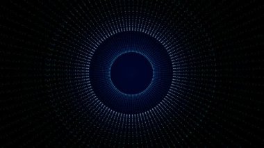 Fütüristik daire arka plan, tünel renkli noktalar ve ışık yaptı. Alfa kanalı ile geometrik soyut şekil döngü. Geometrik ışık. Çok renkli uçan ekranlarda güzel animasyon