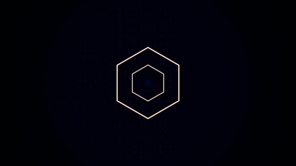 En datorgenererad animation av en abstrakt bakgrund med en pulserande, fluktuerande, geometriska design. Dyker upp och försvinner psykedeliska hexagon. En sci-fi rendering av en glidande sexkantiga neon — Stockvideo