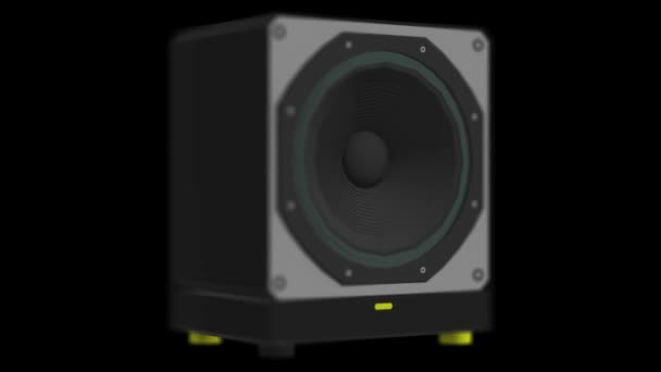 Soundbar and subwoofer on black background. Playing loudspeaker 3d model. Sound column — Stock Video