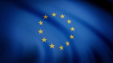 Avrupa Birliği bayrağı. Güzel Avrupa bayrak. Yavaş, döngü içinde Europe sallayarak bayrak rüzgar. Sorunsuz döngü - Avrupa Birliği'nin son derece ayrıntılı Kumaş dokulu rüzgarda sallayarak bayrak