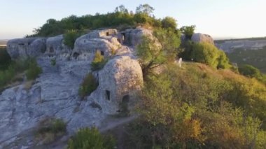 Casemates ve Eski Kermen Odalar şehir mağara. Vurdu. Eski mağara Eski Şehir-Kermen kartı. Mağara kasaba, Eski-Kermen