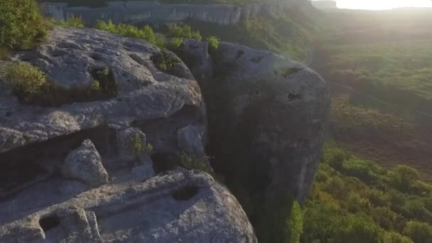 Grottorna Bakhchisaray Grottor Krim Det Bergiga Landskapet Forntida Grottor Bostadsättlingar — Stockvideo