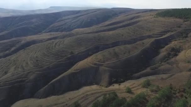 Dalgalı Tepeler Panorama Günbatımı Zaman Havadan Görünümü Dalgalı Orman Dağ — Stok video