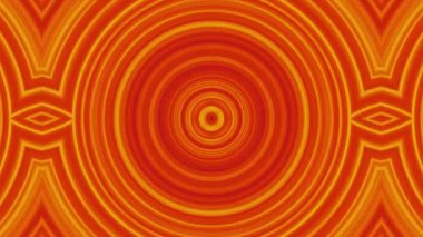 Dinamik daire şekiller. Soyut animasyon kaleydoskop daireler. Sarı-turuncu renk düzeni çevrelerde görüntü azaltılması