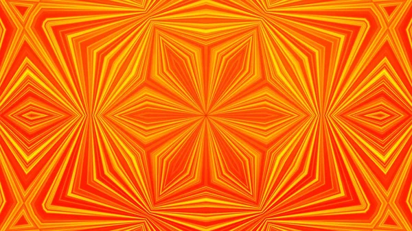 Animação abstrata do movimento de triângulos no caleidoscópio. Esquema de cor amarelo-laranja. Padrão meditativo e hipnótico de animação cíclica fractal — Fotografia de Stock