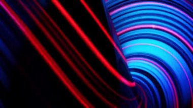 Animasyon parlak neon satır. Arka plan rengi, dalgalı çizgilerle. Bilgisayar grafikleri kavramı