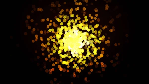 Μετάβαση από ζεστό εκρηκτική σωματίδια. Επαναλαμβανόμενο μοτίβο διασπορά σωματιδίων από ένα λευκό σημείο να διασχίσουν και την πλάτη. Αφαιρετικό animation out-of-focus χρώματος κηλίδες σε βρόχο σε μαύρο φόντο — Φωτογραφία Αρχείου