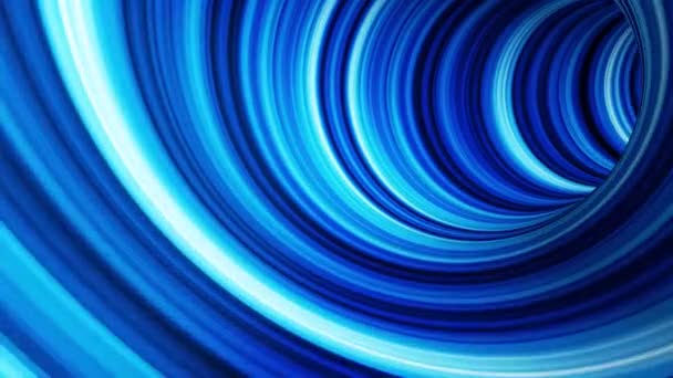 Animatie van de tunnel. Abstracte achtergrond van blauw licht bands verkeer in de tunnel van de driedimensionale animatie. Futuristische stijl van vliegen door hyperspace — Stockvideo