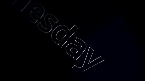 Day of the week wednesday from silver letters glides from left to right on black and grey background. Day of week wednesday, silver letters — Stock Video