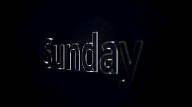 Pazar siyah ve gri, parlak arka plan üzerinde 3d metin kelime. Haftanın - Pazar günü.