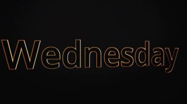 Hafta Çarşamba günü animasyon. Word Çarşamba parlak kontür ile siyah arka plan üzerine hareketi