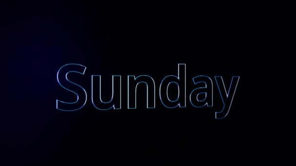 日曜日本文は、黒の背景に 3 d アニメーションを単語します。日曜日のアニメーション。休みの日の現代コンピュータ ・ アニメーション — ストック動画