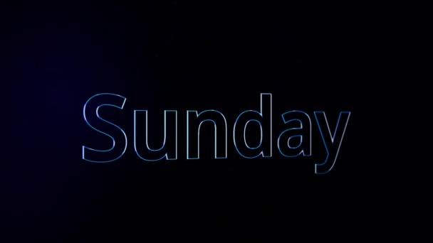 Sunday text word 3D animation on black background. Animation Sunday. Modern computer animation of day off — Stock Video