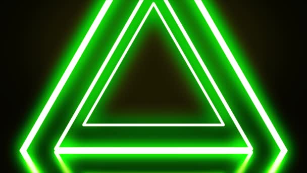 Amazing triangle tunnel with neon lnes. Animation art concept. — Stock Video