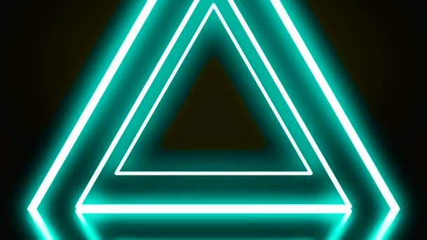 Amazing triangle tunnel with neon lnes. Animation art concept. — Stock Video
