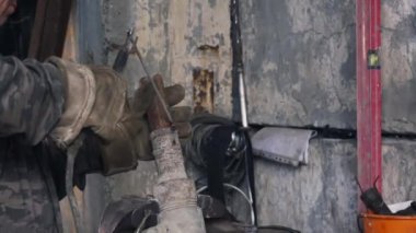 Bakır boru kaynak eklem. Çerçeve. Yakın çekim