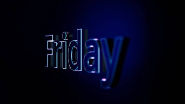 Word'ün dinamik animasyonlu arka projeksiyon Cuma. Animasyon kelime Cuma. Neon anahat sözcüğün Cuma