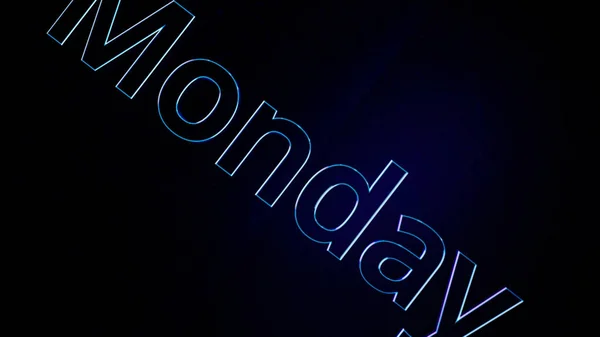 Animation texte mot lundi. Journée d'animation de la semaine le lundi avec des contours audacieux sur fond noir — Photo