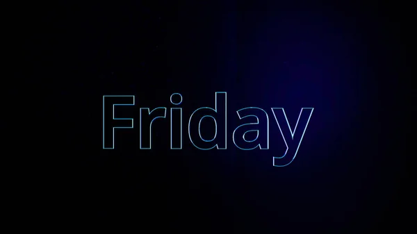 Dynamic animated background projection of word Friday. Animation word Friday. Neon outline of word Friday — Stock Photo, Image