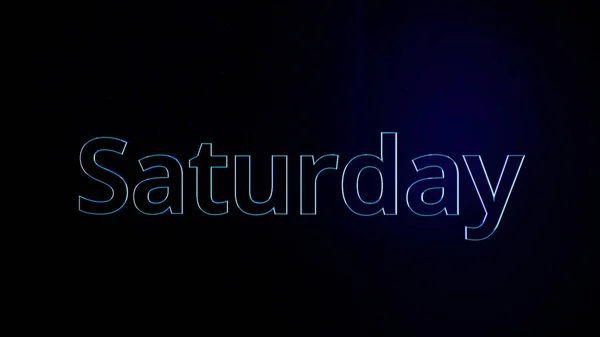 Animation Saturday. Dynamic animation of word Saturday on black background. Color of contour of letters of word Saturday — Stock Photo, Image