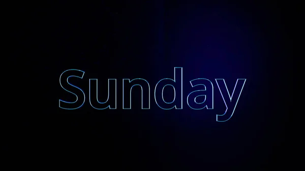 Sunday text word 3D animation on black background. Animation Sunday. Modern computer animation of day off — Stock Photo, Image