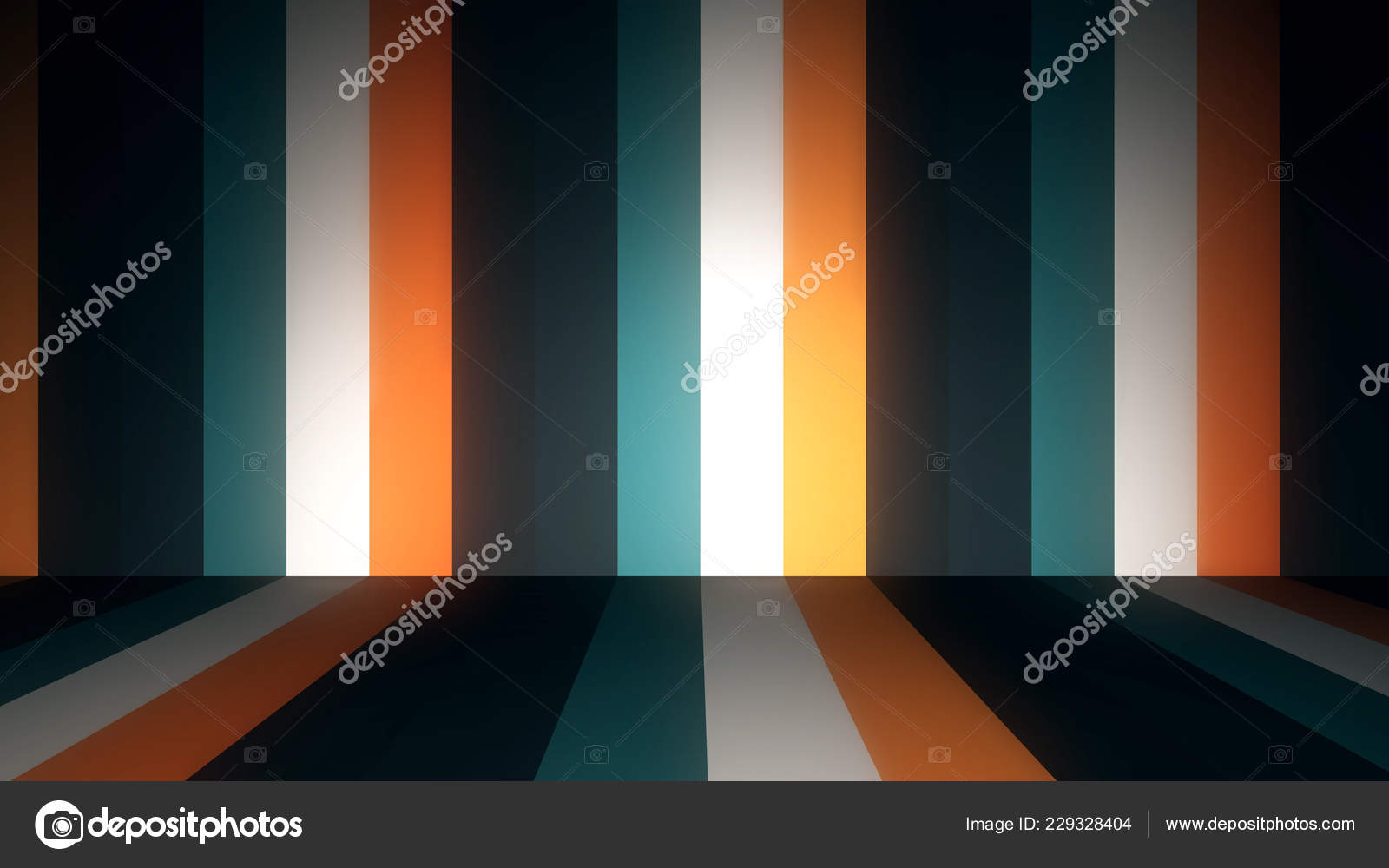 Stage Lights Shining Brightly Line Wall Bright Rainbow Gradient