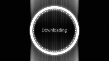 Yüzde 100'e kadar ilerleme 0 gösterilen bir zil sesi göstergesi olan fütüristik daire. Bilim futuristik yükleme daire yüzük. Download yüzde arabirim. Yükleme Transfer Download animasyon 0-100