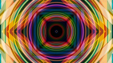 Gökkuşağı renkli yarım daire tasarımında zoom. Süs gökkuşağı ışık ışınları kaleydoskop etnik kabile psychedelic desen animasyon sorunsuz döngü yeni kalite retro vintage yerli renkli tatil