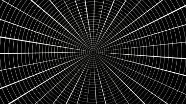 Web gümüş ışık ile dönen bulanıklaştırır. Örümcekler Web animasyon döngüsü. Kılavuz net örümcek web tünel soyut poligonal hareket çizim.