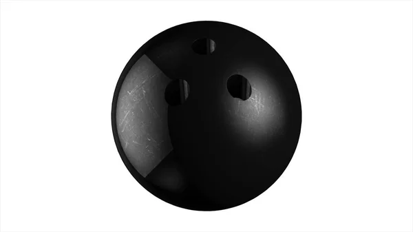 Schwarze Bowlingkugel mit Löchern. Bowling, Ball. — Stockfoto