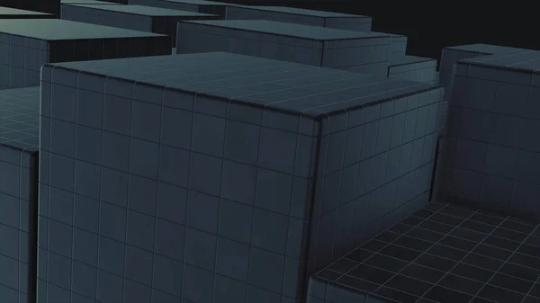 3D animasyon - arka plan dalga hareketi ile siyah küpler. Küpleri hareketli soyut yüzey. Rastgele basit temiz yuvarlak küpleri adım merdiven dizideki yüzeyi değişen karanlık karanlık — Stok fotoğraf