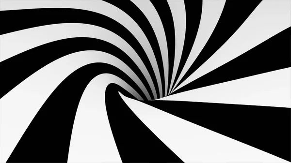 Túnel hipnótico animado con cuadrados blancos y negros. Ilusión óptica a rayas gráficos de movimiento geométricos tridimensionales con forma de agujero de gusano. Ilusión óptica creada por el zoom de negro y — Foto de Stock