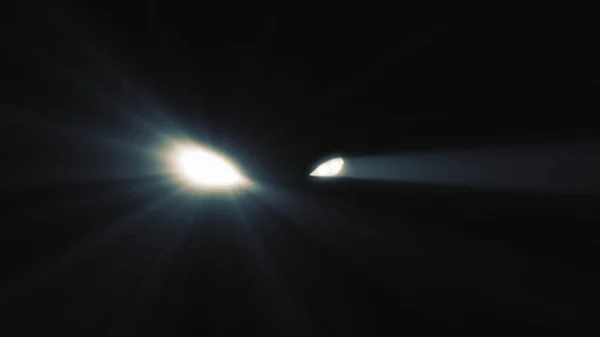 Animering av bil strålkastare på svart bakgrund. Lysande strålkastare bil kontrast med svart bakgrund. Begreppet bil presentation. Rörliga bil med lampor på natten. Snygg och abstrakt — Stockfoto