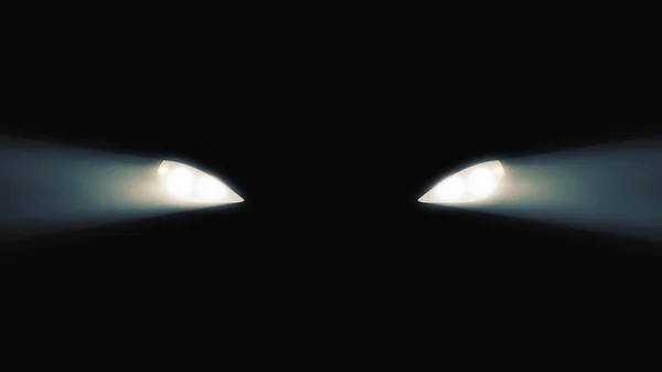 Animazione del faro dell'auto su sfondo nero. Fari luminosi di contrasto automobilistico con sfondo nero. Concetto di auto presentazione. Spostamento auto con luci di notte. Elegante e astratto — Foto Stock