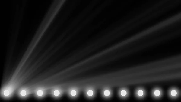 Animation of stage lights frame. Bright shiny stage lights flashing movement entertainment spotlight projectors in the dark, blue soft light spotlight strike on black background. Spotlights and