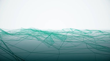 Fütüristik siber kılavuz net poligonal tel kafes dağlık manzara sorunsuz döngü çizim hareket grafik animasyon arka plan. Sallayarak ve ağ titreşimli animasyon ile arka plan