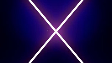 Neon alfabe X harflerle koyu mavi zemin üzerine hareket. Soyut Beyaz neon formu geometrik şekil koyu mavi zemin üzerine simgeleri