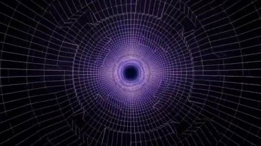 Güzel, Soyut, yuvarlak pembe ışık tüneli hareketli hızlı, kesintisiz döngü hatları. Neon ışıkları ile fütüristik tüneli üzerinden uçan.