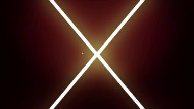 Neon geometrik çizgiler. Siyah bir zemin üzerine Neon animasyon. C çizgiler pembe parlaklık şekiller geometrik desen beyaz haç parlıyor