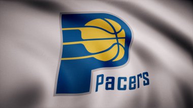Basketbol Indiana Pacers sembolü ile animasyon bayrağı. Editoryal animasyon