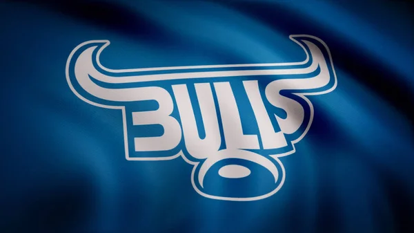 Animatie van vlag met symbool van Rugby Bulls. Redactionele animatie — Stockfoto