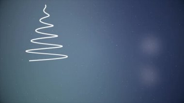 Animasyonlu Noel ağacı düşen kar taneleri ile mavi arka plan üzerinde. Noel ruh hali.