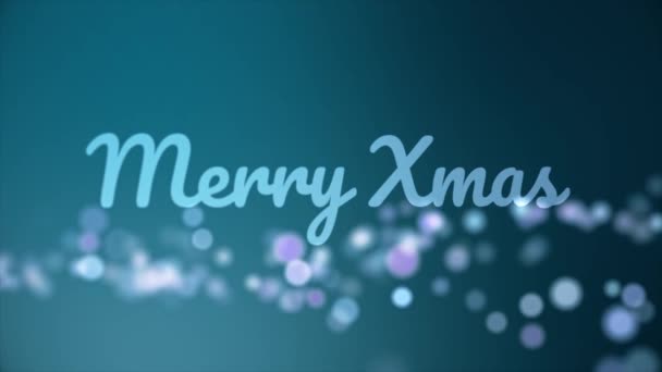 Beautiful Merry Christmas animation with blurred bubbles. Blue background. — Stock Video