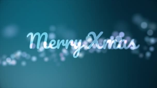 Prachtige Merry Christmas animatie met wazig bubbels. Blauwe achtergrond. — Stockvideo