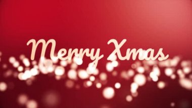 Neşeli Noel yazıt bulanık, neon harfler birçok mavi zemin üzerine yapılmış yuvarlak ışıklar, kutlama ve kış tatil kavramı. Sparkles uçan ile neşeli Noel ifade.