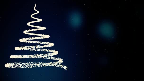 Abstrakt, spiral Christmass träd med fallande upp snöflingor och blinkande lampor på Mörkblå bakgrund, vintern semester symbol. Neon Christmass träd, gott nytt år, Merry Christmass koncept. — Stockvideo