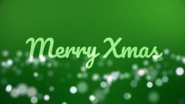 Neşeli Noel kartı. Noel Animasyon tebrik yazıt, bokeh etkisi ve yeşil arka plan ile. Soyut Noel arka plan animasyon