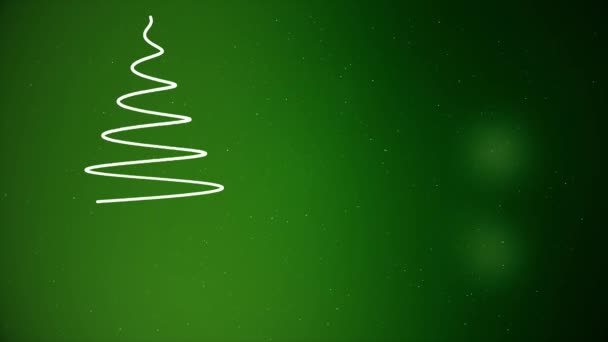 Abstraktní animace vánoční přání. Abstraktní animace s bílým perokresba rotující vánoční stromeček s pozadím sněhových